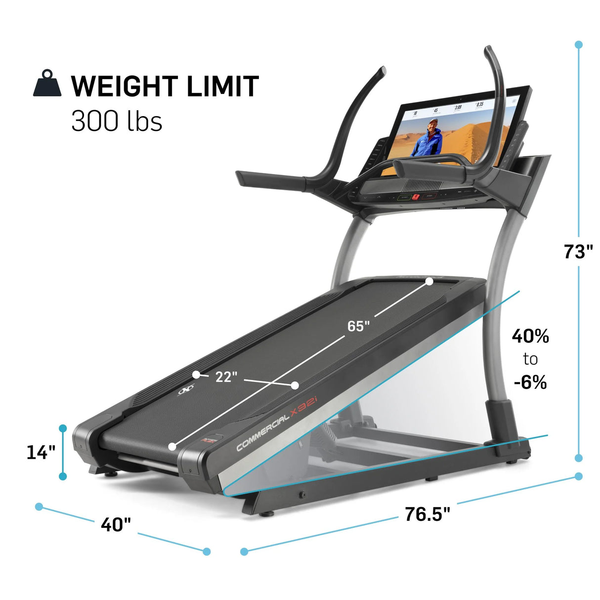 Nordictrack Commercial Series Incline Trainer; Ifit-Enabled Treadmill for Running and Walking with 32” Pivoting Touchscreen