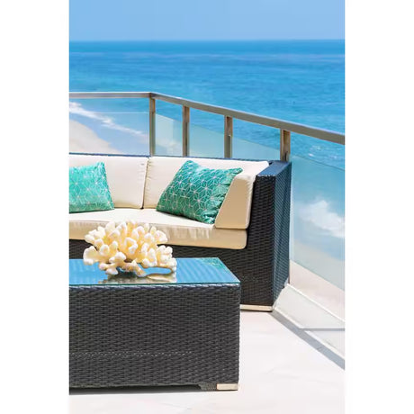 Gray 5-Piece Wicker Patio Seating Set with Sunbrella Natural Cushions