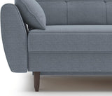 Modern Alisa Sleeper Sofa Bed - Storage Pull Out Couch, Revolution Performance Fabrics, Pine Wood, Birch Legs, Sleek Unique Arms, Made in Europe, Queen Size - Aquamarine