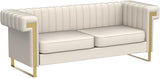 Modern Sofa,Collection Contemporary Velvet Upholstered Sofa Couch with Stainless Steel Base,83.86“ Lx 30.70“ Wx 30.51“ H(Beige)