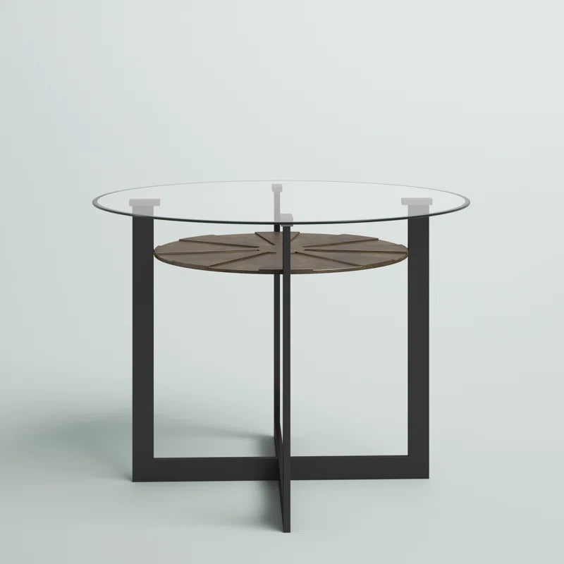 Rowlett round Glass Top Dining Table