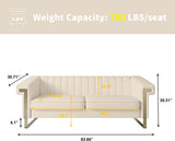 Modern Sofa,Collection Contemporary Velvet Upholstered Sofa Couch with Stainless Steel Base,83.86“ Lx 30.70“ Wx 30.51“ H(Beige)