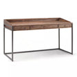 Ralston Solid Acacia Wood Modern Industrial 60 In. Wide Writing Office Desk in Rustic Natural Aged Brown