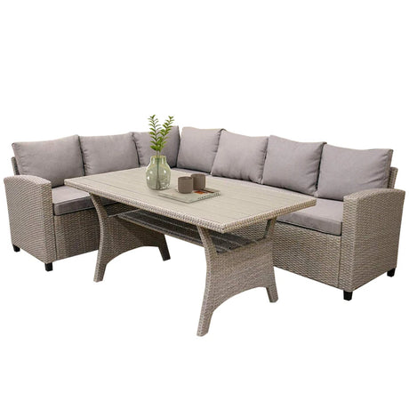 Patio Furniture Sets, Outdoor Patio Dining Table Set,Rattan Wicker Conversation Set,Sectional Sofa Set with Table & Soft Cushion