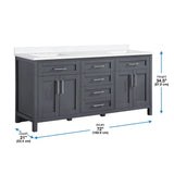 Tahoe 72 W X 21" D Freestanding Bathroom Vanity with Double Sink, Dark Charcoal