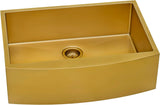 Brass Tone 33-Inch Apron-Front Farmhouse Kitchen Sink - Matte Gold Stainless Steel Single Bowl - RVH9733GG