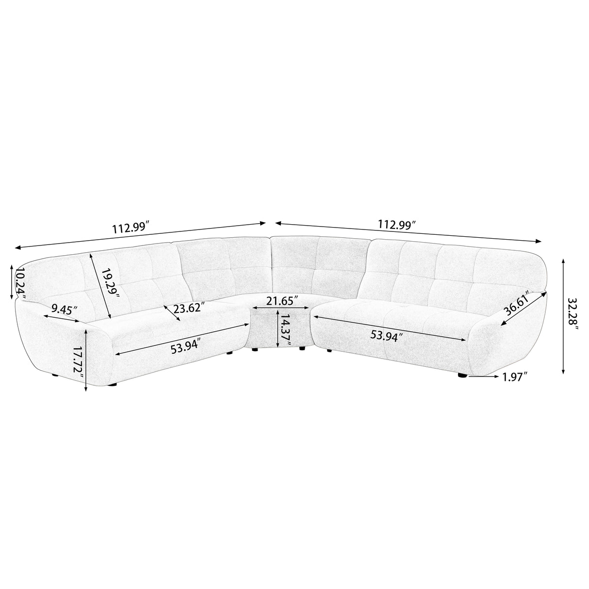 Youdao L-Shaped Sectional Sofa Oversied Corner Cloud Couch for Living Room Office Beige