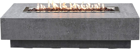 Outdoor Hampton Fire Pit Table 56 X 32 Inches Grey Durable Fire Bowl Glass Reinforced Concrete Rectangle Fire Table Liquid Propane Patio Fire Place Includes Burner and Lava Rock