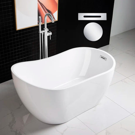 54'' X 28.38'' Freestanding Soaking Acrylic Bathtub