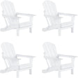WO Home Furniture Set of 4 Pcs HDPE Adirondack Chairs Lounger Outdoor Folding Seat for Fire Pit, Beach, Balcony, Backyard, Lawn, Patio, Pool, Deck, Garden - Weather UV Resistant (White)