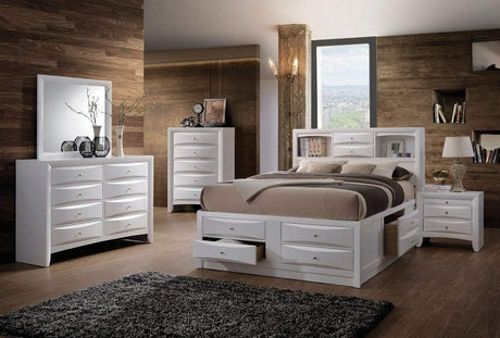 Acme Ireland Wood Full Bed with Storage in White