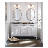 Manor Grove 49 In. W Bath Vanity in White with Granite Vanity Top in Black with White Sink