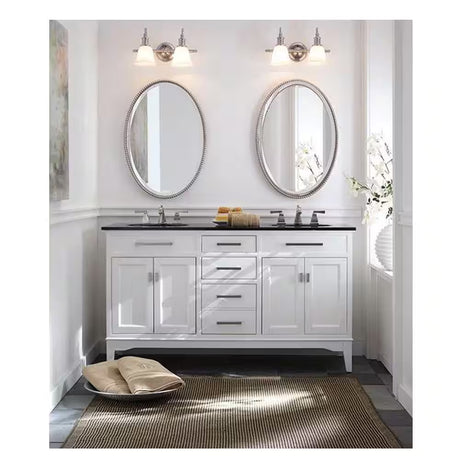 Manor Grove 49 In. W Bath Vanity in White with Granite Vanity Top in Black with White Sink