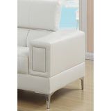 White Faux Leather Living Room 2Pc Sofa Set Sofa and Loveseat Furniture Couch Unique Design Metal Legs Adjustable Headrest