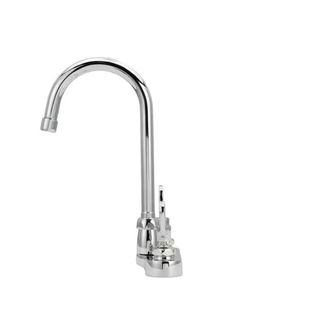Aquaspec Gooseneck Faucet 4 In. Centerset 53/8 In. Spout 0.5 GPM Vandal-Resistant Pressure-Comp Spray 4 In. Wrist Blades