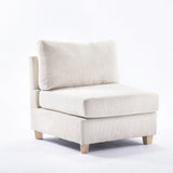 Modern Beige Convertible L Shape Sofa Corduroy Fabric Comfortable Multi-Person Combination Living Room Sofa Furniture