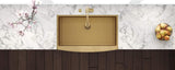 Brass Tone 33-Inch Apron-Front Farmhouse Kitchen Sink - Matte Gold Stainless Steel Single Bowl - RVH9733GG