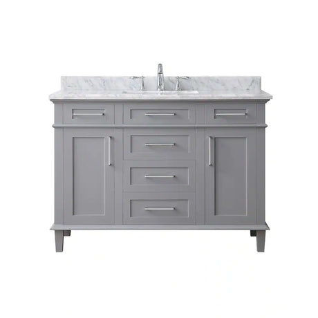 Sonoma 48 In. Single Sink Freestanding Pebble Gray Bath Vanity with Carrara Marble Top (Assembled)