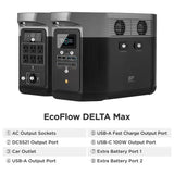 2000W Output/5000W Peak Push-Button Start Battery Generator DELTA Max 1600 with DELTA Max Extra Battery