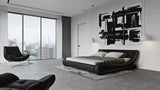 Furniture Modern Marlo Black Genuine Leather Queen Size Platform Bed