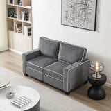 Modern Corduroy Loveseat Sofa with Storage, Living Room Sofa Couch, 2-Seater Couch with Padded Seat Cushions and Backrest, Upholstered Accent Sofa for Living Room, Bedroom, Office, Dark Gray