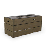 Barnsley Acacia Wood Outdoor 55" Rectangular Fire Pit - 40,000 BTU, Gray