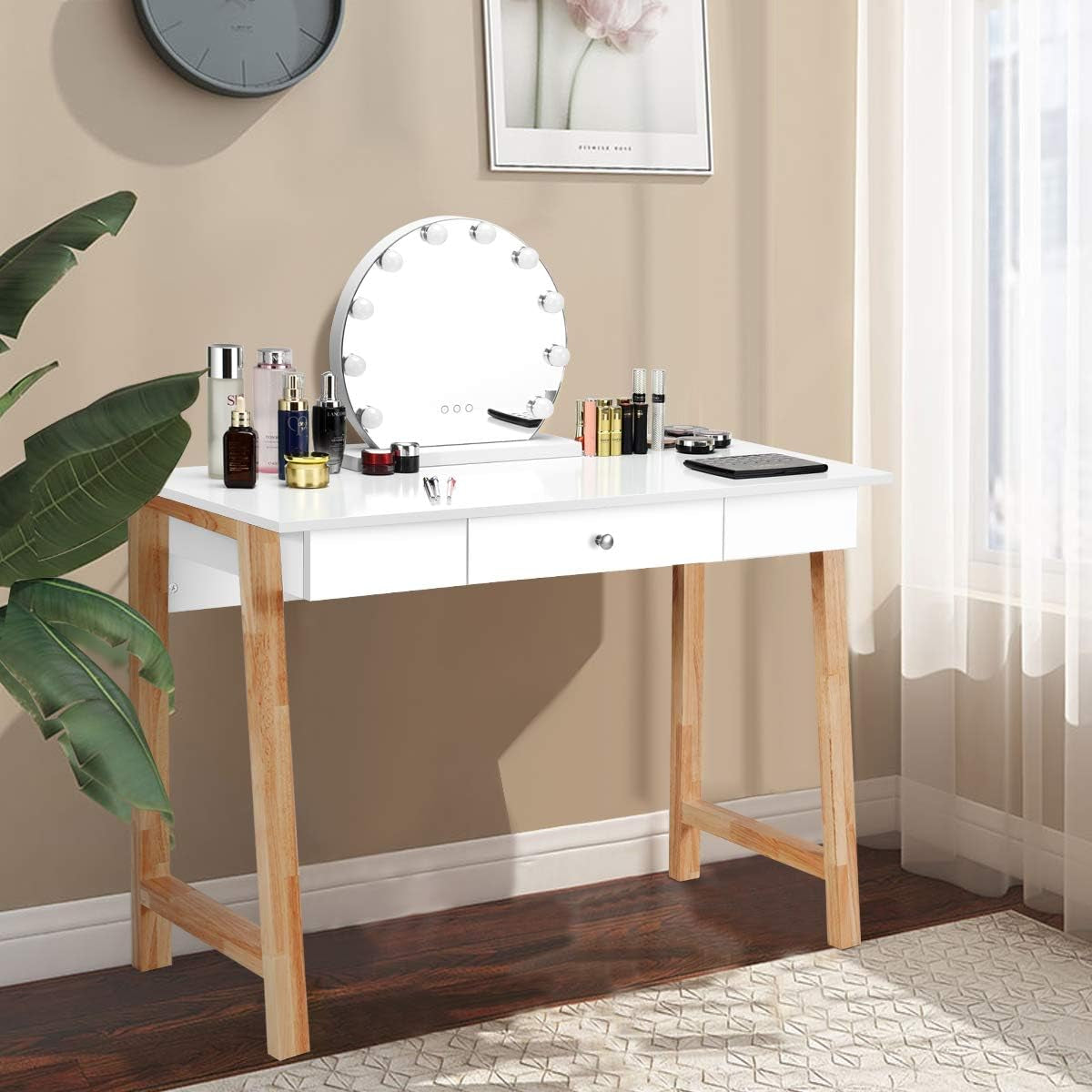 Computer Desk with Storage Drawers, Makeup Vanity Table, Writing Study Desk for Home Office, Dressing Table