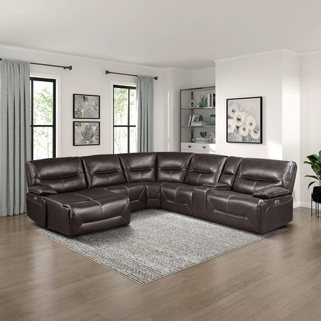 Jenkins Power Wall-Hugger Reclining Sectional Sofa, Left Chaise, Brown