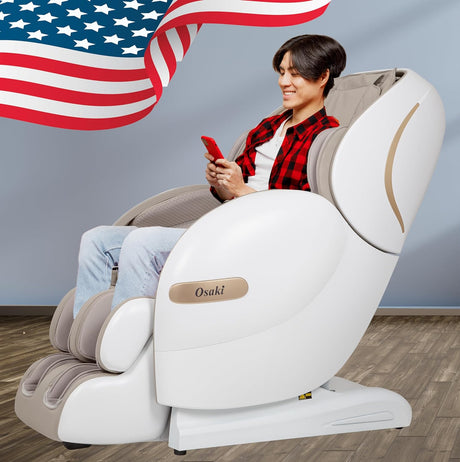 Taupe Os-Monarch Zero Gravity 3D Sl-Track Chair with Space Saving Technology in Cream, Bluetooth Connection for Speaker, 9 Unique Auto-Programs, 4 Massage Styles, USB Connector, One Size Fits