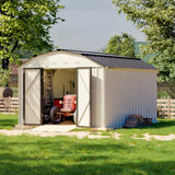 Patiowell 10' X 12' Barn Style Metal Storage Shed for Outdoor, Steel Yard Shed with Design of Lockable Doors, Utility and Tool Storage for Garden, Backyard, Patio, outside Use.