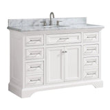 Windlowe 49 In. W X 22 In. D X 35 In. H Freestanding Bath Vanity in White with Carrara White Marble Top