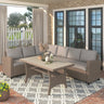 Patio Furniture Sets, Outdoor Patio Dining Table Set,Rattan Wicker Conversation Set,Sectional Sofa Set with Table & Soft Cushion