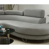 Sectional Sofa 2PCS Set Grey Faux Leather with Flip-Up Headrest for Living Room Modern Comfortable Large Sofa Leisure Soft Couch