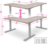 Electric Standing L Desk with Power Charging Station, Adjustable Height Sit Stand Home Office Desk, L Shaped Computer Desk, 67X59 Inches Corner Stand up Desk, Oak Top with Gray Frame