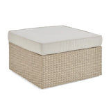 Pangkal Pinang 78"W All-Weather Wicker Outdoor Double Loveseat and Large Ottoman with Cushions