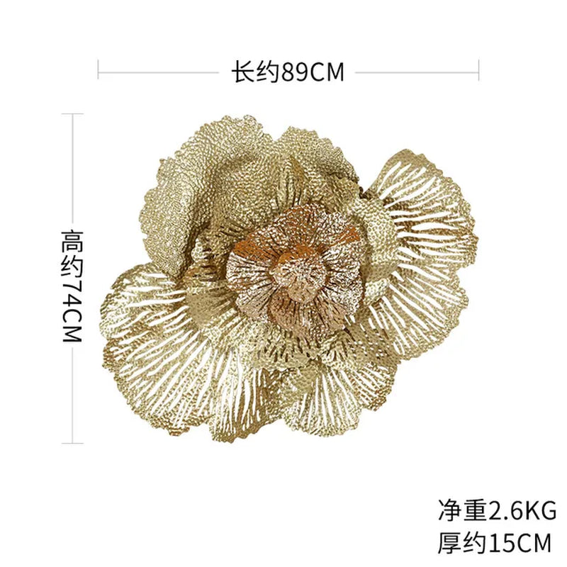 Wall Decoration Living Room Rich Peony Flower Three-Dimensional Iron Wall Decoration Sofa Background Wall Pendant