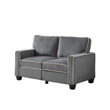 Modern Corduroy Loveseat Sofa with Storage, Living Room Sofa Couch, 2-Seater Couch with Padded Seat Cushions and Backrest, Upholstered Accent Sofa for Living Room, Bedroom, Office, Dark Gray