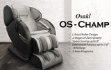 Osaki OS Champ Zero Gravity Full Body Massage Chair Recliner, Cream/Taupe