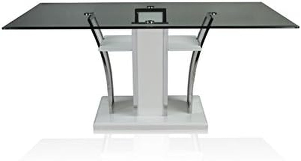 Valery Contemporary Glass Top Dining Table in White