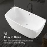 Birkett 56 In. Acrylic Flatbottom Non-Whirlpool Bathtub in White
