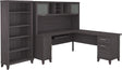 Bush SET011SG Somerset 72-Inch W L-Shaped Desk W/Hutch and 5-Shelf Bookcase Storm Gray