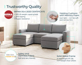 LINSY HOME Modular Couches and Sofas Sectional with Storage Sectional Sofa U Shaped Sectional Couch with Reversible Chaises, Light Gray