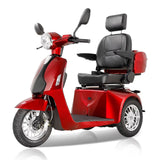 3 Wheels Mobility Scooter for Adults & Seniors,Adjustable Seat and Rear Basket.Heavy Duty Mobile Scooter All Terrain Electric Mobile Scooter Built-In USB Port for Charging (Red )
