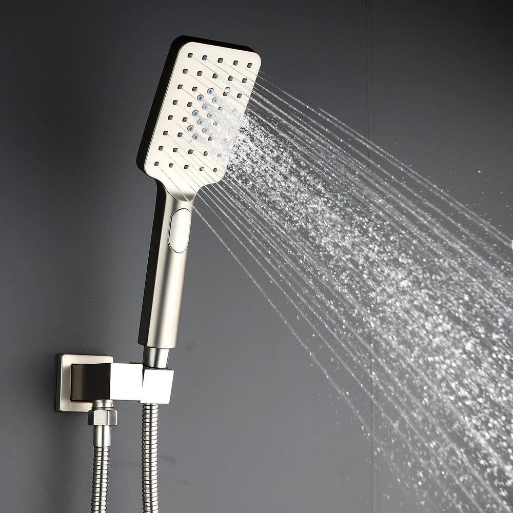 Double Handle 3-Function-Spray Tub and Shower Faucet Flow Rate 2.5 GPM in Brushed Nickel Valve Included