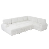 Seetaras 118"Oversized Modular Storage Sectional Sofa Set Convertible L/U Shaped Corduroy Upholstered Couch with Storage Ottoman 7 Deep Seat Furniture Convertible Sleeper Sofabed RIGHT