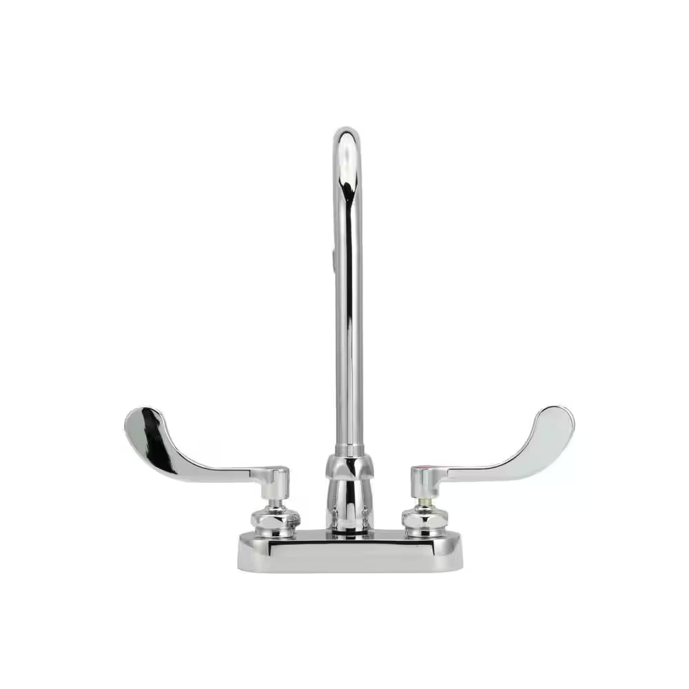 Aquaspec Gooseneck Faucet 4 In. Centerset 53/8 In. Spout 0.5 GPM Vandal-Resistant Pressure-Comp Spray 4 In. Wrist Blades