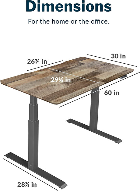 Electric Standing Desk- 60X30 desk Adjustable Height Stand up Desk-Dual Motor with Memory Presets, Stable T-Style Legs- Home Office Essentials- Reclaimed Wood