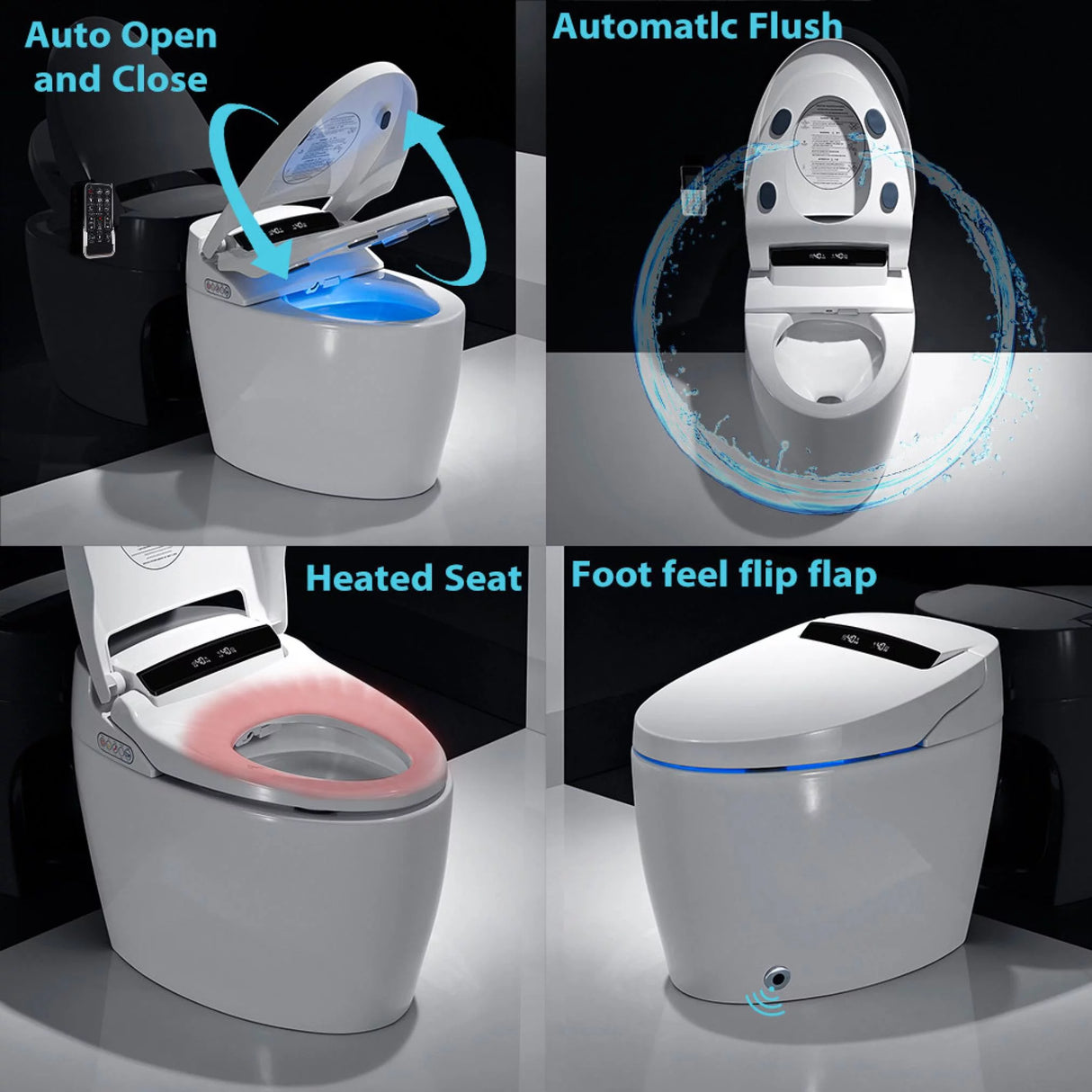 UKEEP Elongated One-Piece Smart Toilet with Advance Bidet and Soft Closing Seat, Auto Dual Flush, UV-LED Sterilization, Heated Seat, Warm Water and Dry