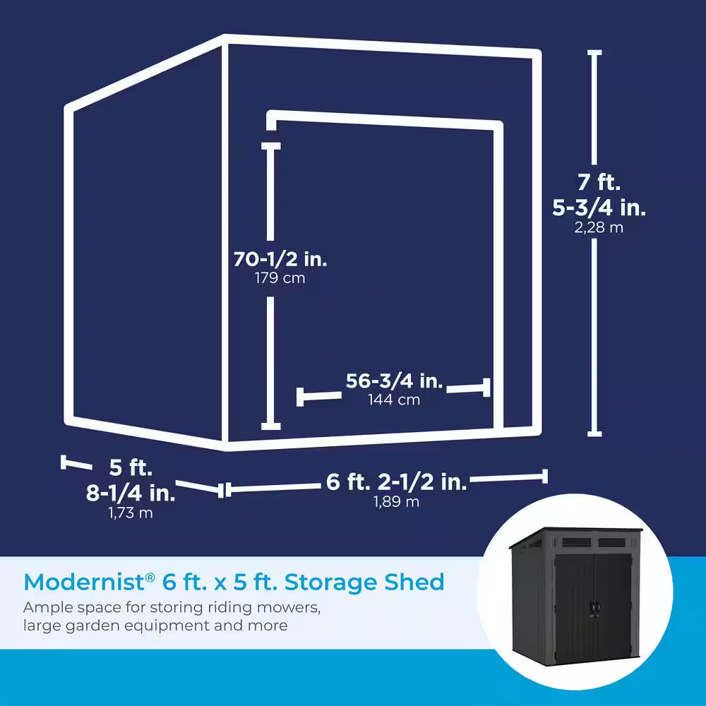 Modern 6 Ft. W X 5 Ft. D Plastic Storage Shed (35.31Sq. Ft.)