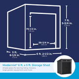 Modern 6 Ft. W X 5 Ft. D Plastic Storage Shed (35.31Sq. Ft.)